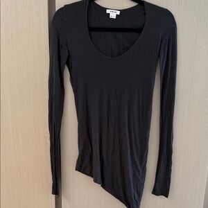 Helmut Lang Black Asymmetrical Long Sleeve Top